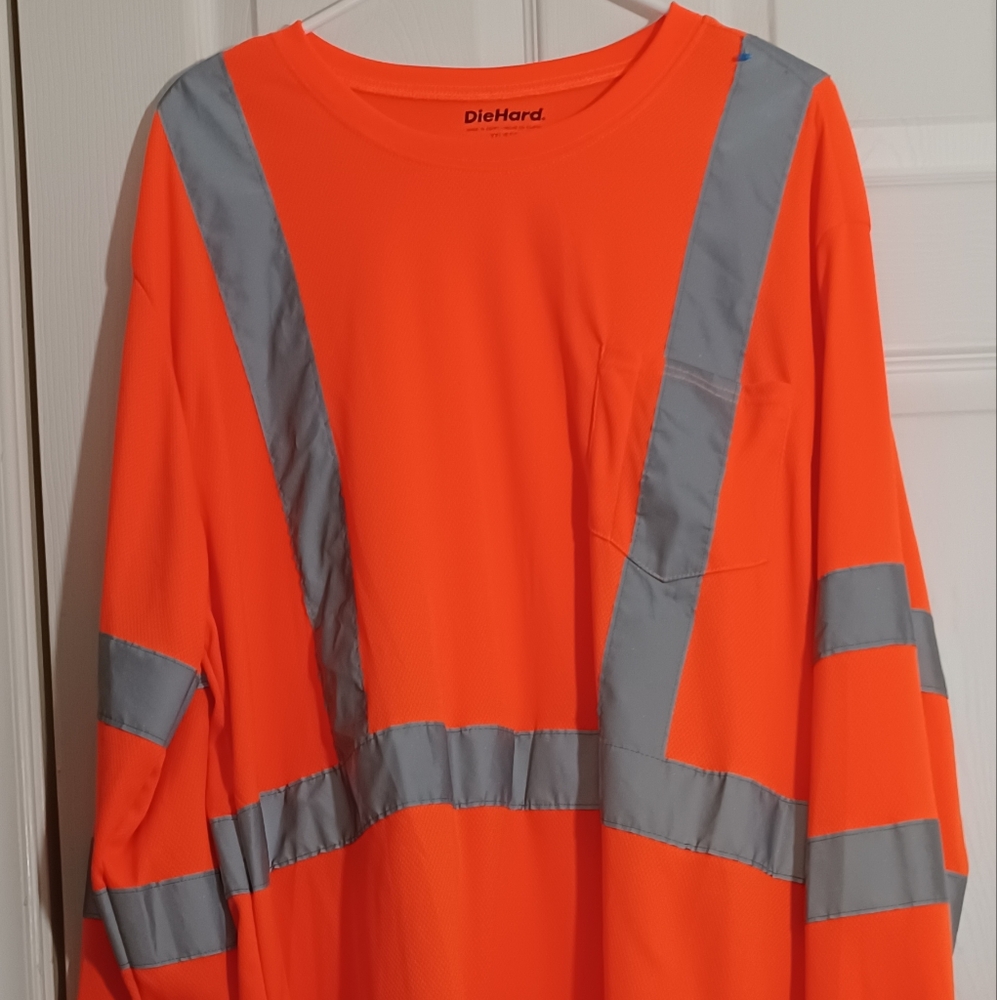 NWOT DIEHARD Orange Safety Shirt with Reflective Stripes Size XXL